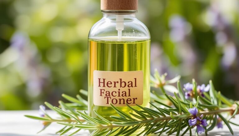herbal facial toner with green tea and rosemary